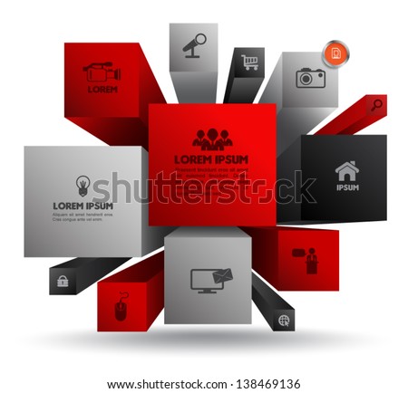 Vector Cube Box For Business Concepts With Icons / Can Use For Info-Graphic / Loop Business Report Or Plan / Modern Template / Education Template / Business Brochure / System Diagram