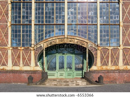 Entrance of an Art Nouveau Machine Shop of a Coal Mine \