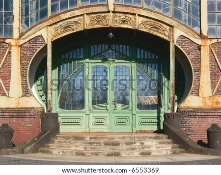 Entrance of an Art Nouveau Machine Shop of a Coal Mine \
