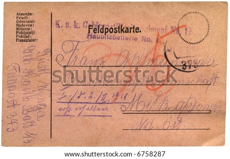 Vintage Austrian Postcard From The Front, Frontside