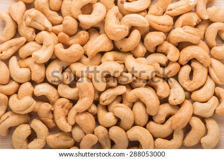 Roasted cashew nuts, top view