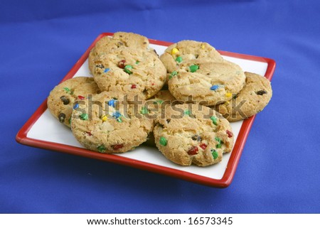rainbow chip cookies in a plate