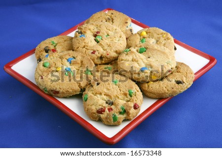 rainbow chip cookies in a plate