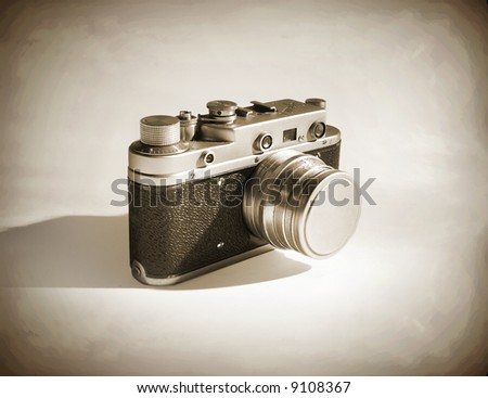 old-fashioned camera (sepia)