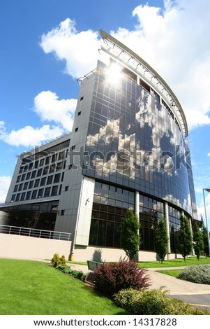 modern mirrored building