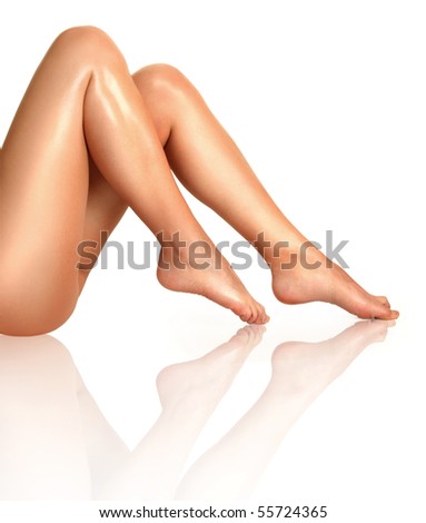 stock photo Beautiful legs on white background