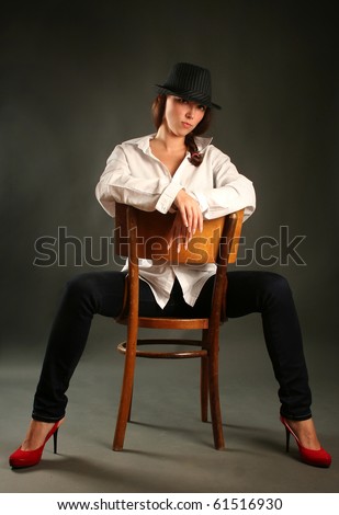 retro-styled woman on chair