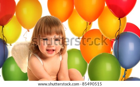 cute little angel with balloons