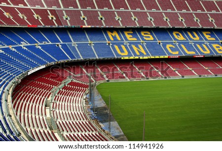 BARCELONA, SPAIN, JULY 24: FC Barcelona (Nou Camp) football stadium. It is the largest stadium in Europe. Barcelona, Spain on july 24, 2011.