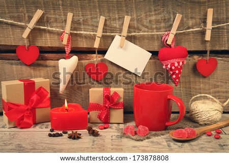 cup of tea and romantic decorations