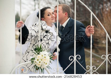 Groom and Bride. Wedding dress. Bridal wedding bouquet of flower