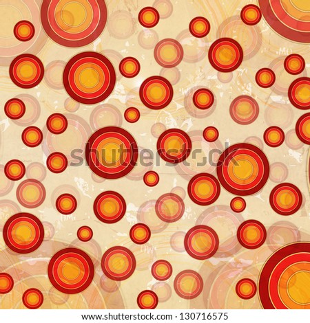 vintage beige background with drawn concentric red and orange circles
