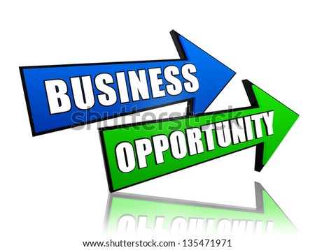 business opportunity - text in 3d color arrows, business growth concept