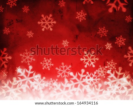 retro christmas holiday card, snowfall - abstract red background with illustrated striped snowflakes