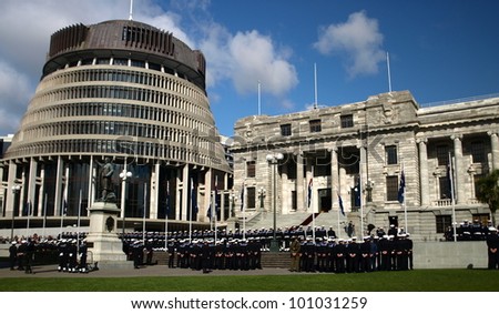 New Zealand army uniform change in front of the Parliament house