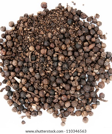 allspice, top view, seeds, spices, on an isolated background