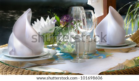 Fine table setting in gourmet restaurant/Table Setting