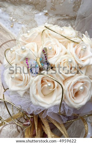 stock photo wedding bouquet with butterfly