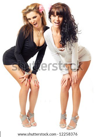 stock photo two sexy girls isolated over white background