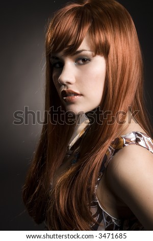 stock photo Gorgeous girl with red wig