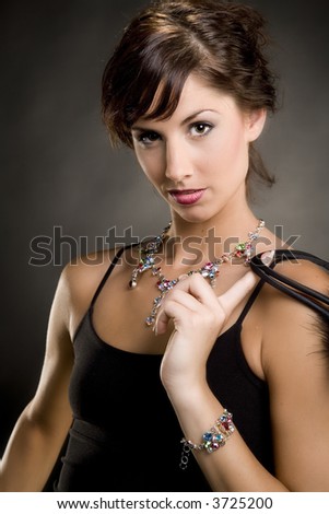 Gorgeous young woman with handmade necklace