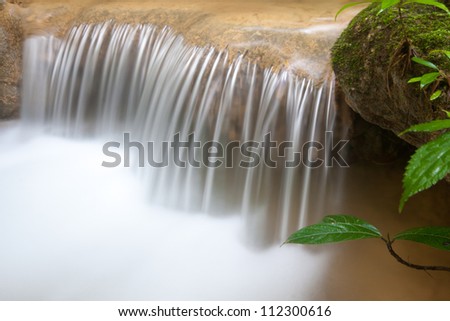 The beautiful Phasawan waterfall  in rain season located in deep rain forest jungle at Kanchanaburi , Thailand