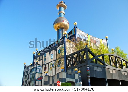 VIENNA, AUSTRIA - APRIL 11: The District heating plant in Vienna on April 11, 2008. Designed by the famous Austrian artist and architect Friedensreich Hundertwasser. It was inaugurated in 1992.