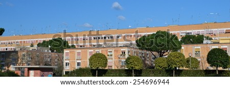 ROME, ITALY - FEBRUARY 24, 2014: Olympic Village built in Rome.for the 1960 Olympic Games.