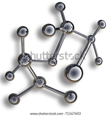 Simple Steel Molecular Structure On White Background 3d Stock Photo 