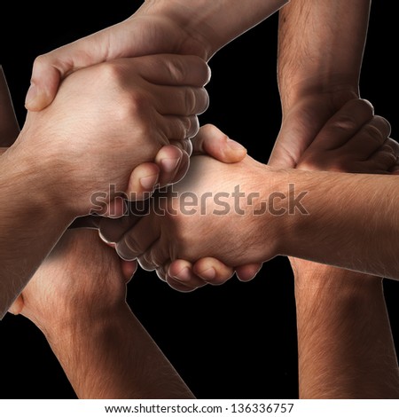 many handshake isolated on black background High resolution