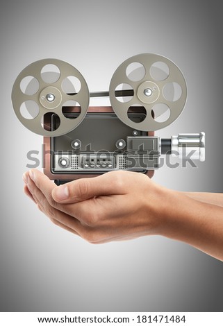 Old Movie Film Projector Isolated on White Stock Photo - Image of
