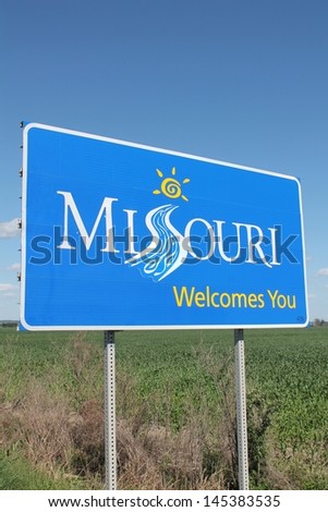 State of Missouri welcome sign at entrance to state