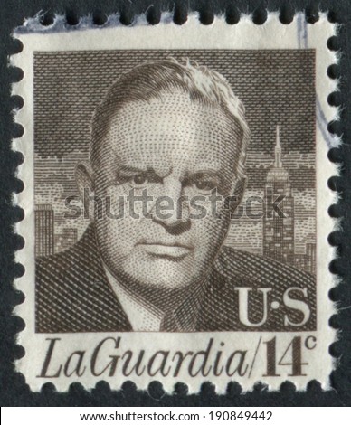 United States of American-Circa 1972: A stamp honoring former New York City mayor Fiorello LaGuardia.