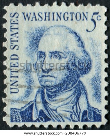 United States of America-Circa 1966: a stamp issued to honor the first President of the United States George Washington.