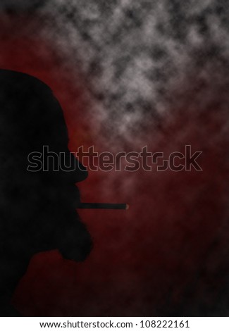 Male face silhouette smoking a cigarette/Smoking silhouette