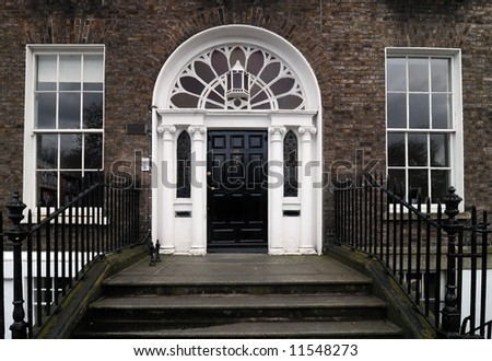View of a black door in Dublin, Ireland