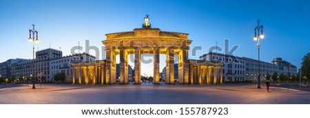 Pretty Night Time Illuminations Of The Brandenburg Gate (1788) Inspired By Greek Architecture, Built As A Symbol Of Peace And Nationalism, Now An Emblem Of Reunification.
