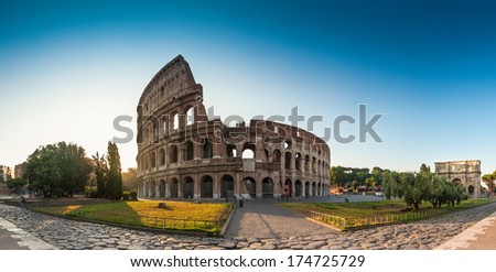 Sunrise at the Coliseum, Rome, Italy.