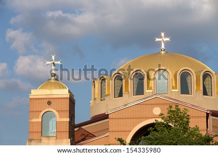 Classical looking Greek Orthodox Church in a nice day