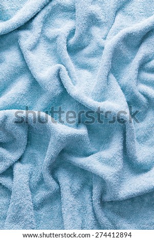 Close up Light Blue Textured Soft Cotton Unfolded Bath Towel for Backgrounds