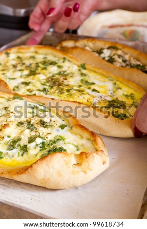 Feta Cheese Turkish Pide Pockets just came out from the owen