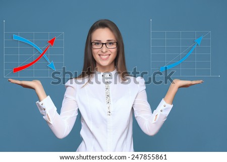woman pointing her finger on imaginery button