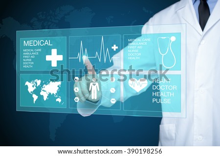 doctor touching glow heartbeat line