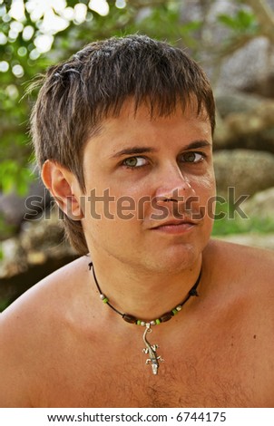 Handsome Man with Necklace Portrait