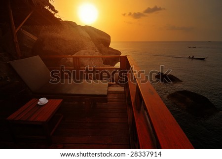 Exotic Beach Bed at Sunset