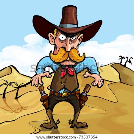 Cartoon Characters With Guns. stock vector : Cartoon cowboy