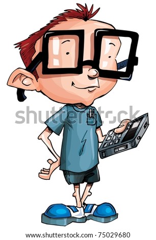 Cartoon Nerd With Glasses Isolated On White Stock Vector Illustration