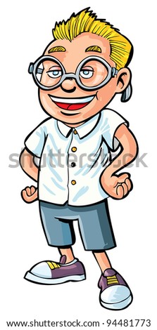 Cartoon Of Nerdy Boy. Isolated On White Stock Vector Illustration