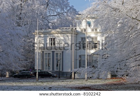 Dutch mansion house in the snow (City: Wassenaar, near The Hague)