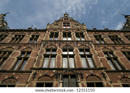 Historical European house against a blue sky (City: The Hague in The Netherlands)